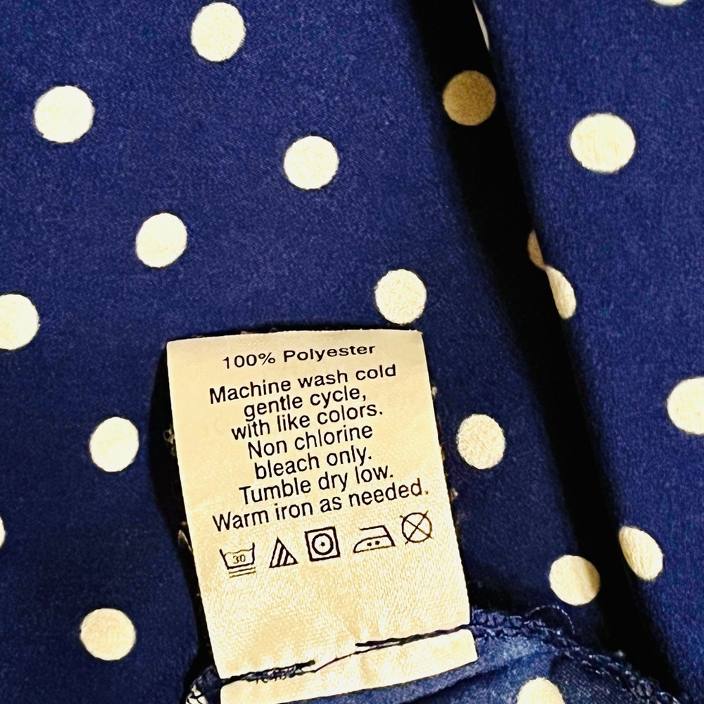J.Crew Sleeveless Silk White Polka Dot Cobalt Blouse - Picture 10 of 10
